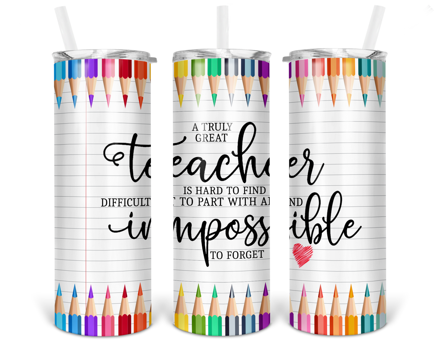 20 oz Skinny Stainless Steel Teacher Tumbler