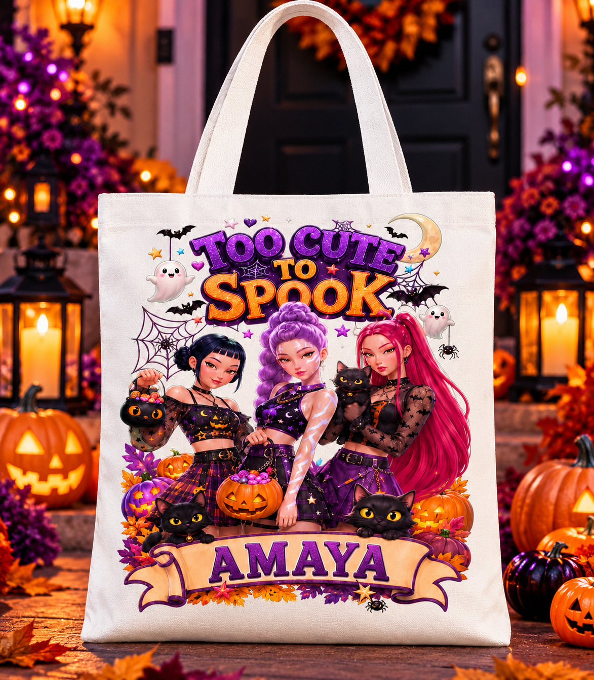 Too Cute to Spook Personalized Halloween Tote