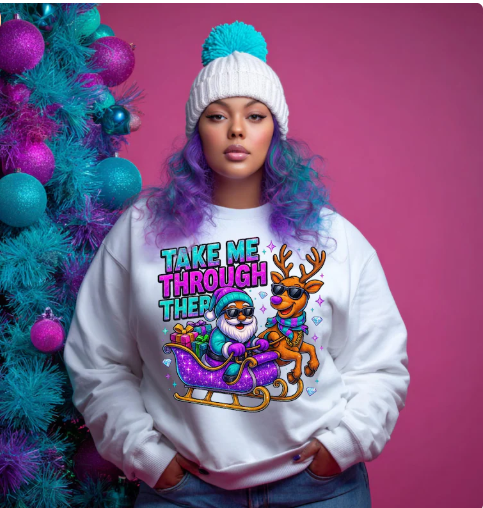 Take Me Through There Black Santa Urban Holiday Sweatshirt