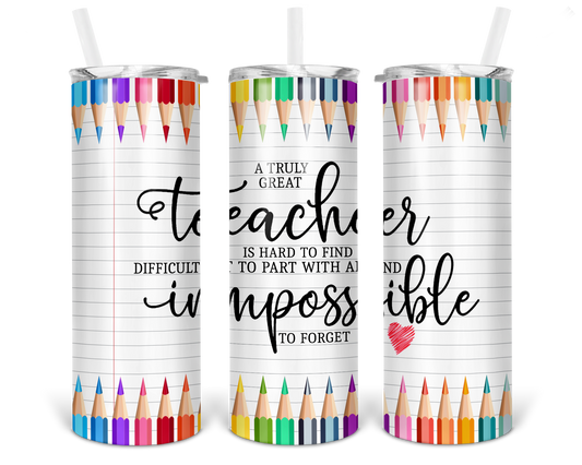 20 oz Skinny Stainless Steel Teacher Tumbler