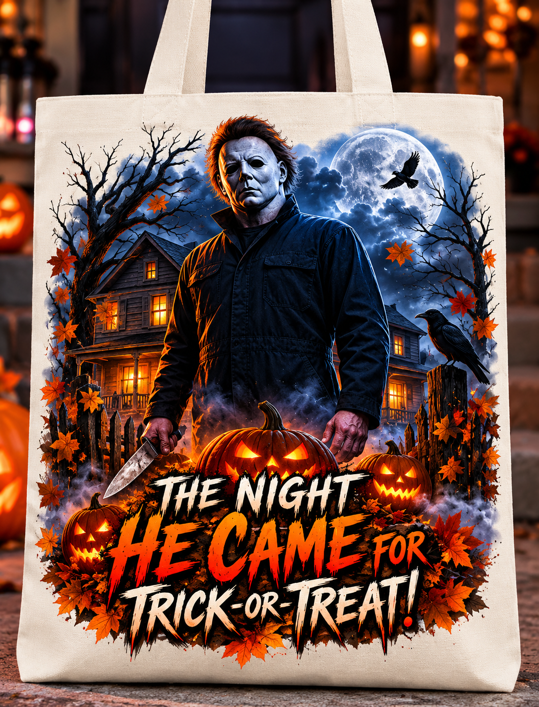 The Night He Came for Trick-or-Treat Tote. NO PERSONALIZATION