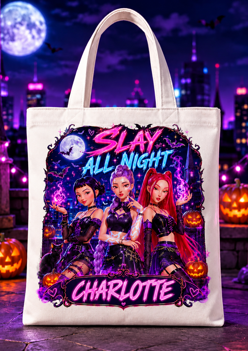 Slay All Night Personalized Halloween Tote
